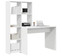 vidaXL Bureau avec étagère Blanc 138,5×55×143 cm – Bois d'ingénierie, moderne pour télétravail