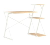 vidaXL – Bureau avec étagère – Blanc et chêne – 116 x 50 x 93 cm