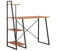 Bureau avec Étagère Meuble de Travail Écriture Ordinateur Noir et Marron vidaXL