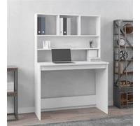 vidaXL Bureau avec étagères Blanc 102x45x148 cm Bois d'ingénierie blanc G