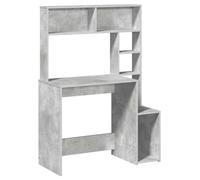 vidaXL Bureau avec étagères - Bois d'ingénierie gris béton - Bureau d'ordinateur moderne pour bureau à domicile 100 x 45 x 140 cm