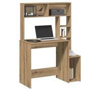 vidaXL Bureau avec étagères chêne artisanal Bois d'ingénierie, bureau d'ordinateur, bureau debout, bureau avec rangement, 860444