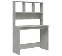 vidaXL Bureau avec étagères Gris béton 102x45x148 cm Bois d'ingénierie, Bureau d'ordinateur, Bureau Debout, Bureau avec Rangement, Bureau d'étude