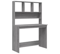 vidaXL Bureau avec étagères Sonoma gris 102x45x148cm Bois d'ingénierie, bureau d'ordinateur, bureau debout, bureau avec rangement, bureau d'étude