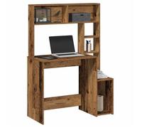 vidaXL Bureau avec étagères vieux bois 100x45x140 cm bois d'ingénierie, bureau d'ordinateur, bureau debout, bureau avec 860443