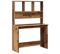 vidaXL Bureau avec étagères Vieux Bois 102x45x148 cm Bois d'ingénierie, Bureau d'ordinateur, Bureau Debout, Bureau avec Rangement, Bureau d'étude