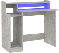 vidaXL Bureau avec LEDs gris béton 97x45x90 cm Bois composite