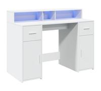 vidaXL Bureau avec lumières LED Blanc 120x55x91 cm Bois d'ingénierie, Bureau de Travail, Bureau d'étude, Bureau à Domicile, Bureau d'écriture
