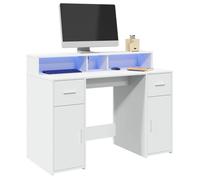 vidaXL Bureau avec lumières LED blanc 120x55x91 cm bois d'ingénierie, bureau de travail, bureau d'étude, bureau à domicile, 3309411