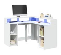 Vidaxl Bureau Avec Lumières Led Blanc 130x130x91 Cm Bois D'ingénierie Blanc