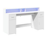 vidaXL Bureau avec lumières LED Blanc 160x55x91 cm Bois d'ingénierie, Bureau de Travail, Bureau d'étude, Bureau à Domicile, Bureau d'écriture