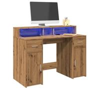 vidaXL Bureau Artisanal en bois d'ingénierie chêne avec lumières LED