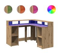 Bureau et Lumières LED Étagère Rangement Intérieur Bois Ingénierie vidaXL