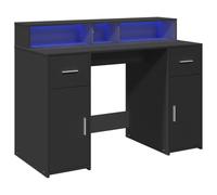 vidaXL Bureau avec lumières LED Bois d'ingénierie Noir 120 x 55 x 91 cm
