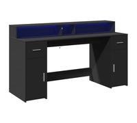 Vidaxl Bureau Avec Lumières Led Noir 160x55x91 Cm Bois D'ingénierie Marron