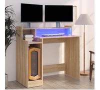 vidaXL - Bureau avec lumières LED - Bois d'ingénierie Chêne Sonoma 97x45x90 cm 805555