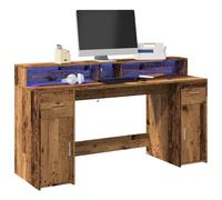 Vidaxl Bureau Avec Lumières Led Vieux Bois Bois D'ingénierie Marron