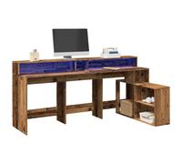 Vidaxl Bureau Avec Lumières Led Vieux Bois Bois D'ingénierie Marron