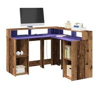 Vidaxl Bureau Avec Lumières Led Vieux Bois Bois D'ingénierie Marron