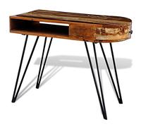 vidaXL Bureau – Pieds en fer – Bois de récupération solide – Multicolore G