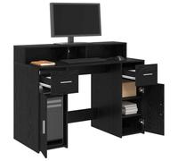 vidaXL Bureau Chêne noir 120 x 55 x 91 cm – Porte, rangement, LED