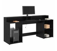 vidaXL Bureau Chêne noir 200x55x91 cm Bois d'ingénierie – Porte, rangement, éclairage LED