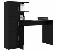 Bureau avec rangement - vidaXL - Chêne Noir - 102x50x124 cm - Bois d'ingénierie - 6 étagères - 2 portes - Design moderne