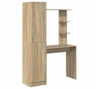 vidaXL Bureau avec Rangement 2 pcs Chêne Sonoma 78.5 x 37 x 154.5 cm, Bureau Moderne, Design rectangulaire, Meuble de Rangement, Espace de Travail Fonctionnel, Set en Bois Compact.