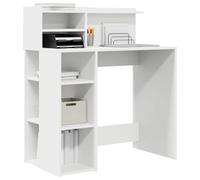 vidaXL Bureau avec rangement et étagère Blanc 90 x 48 x 101,5 cm – Moderne et robuste