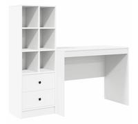 vidaXL Bureau avec Rangement Blanc en Bois aggloméré Design Compact pour Bureau à Domicile écriture étude Poste de Travail MDF Moderne Polyvalent