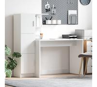 Bureau avec rangement - vidaXL - Blanc - Bois d'ingénierie - 102x50x124 cm - 6 étagères - 2 portes - Design moderne