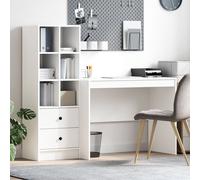 Vidaxl Bureau Avec Rangement Bois Aggloméré Blanc