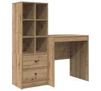 vidaXL Bureau avec Rangement Chêne Artisan Bois d'ingénierie Design Compact pour Bureau à Domicile Écriture Étude Petit en Bois Moderne Tiroirs