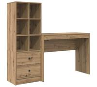 vidaXL Bureau avec Rangement Chêne Artisan Bois d'ingénierie Design Compact pour Bureau à Domicile Travail Étude Espace de Travail Artisanat Moderne Marron