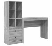 vidaXL Bureau avec Rangement Gris Sonoma en Bois reconstitué Design Compact pour Bureau à Domicile Écriture Étude Informatique Moderne