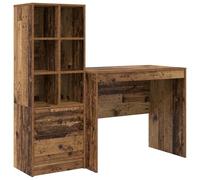 vidaXL Bureau avec rangement vieux bois en bois d'ingénierie