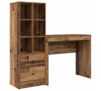 vidaXL Bureau avec Rangement Vieux Bois Ingénierie Design Compact pour Bureau à la Maison Écriture Étude Travail