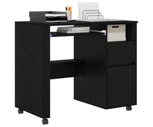 vidaXL Bureau avec Roues Chêne Noir Bois d'ingénierie 91 x 50 x 77 cm | Super pour les petits espaces , Pratique pour ranger tes petites affaires , Déplace le bureau facilement quand tu veux