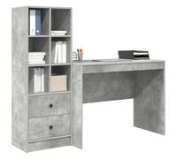 vidaXL Bureau avec tiroir 2 pcs Gris béton, Bureau Moderne, mobilier de Travail résistant, Espace Pratique pour étudier, Station en Bois esthétique