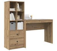 Bureau en bois d'ingénierie - vidaXL - Chêne artisanal - 145.5x50x127 cm - 2 tiroirs - Étagères intégrées