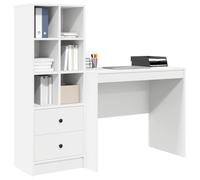 Vidaxl Bureau Avec Rangement En Bois D'ingénierie Blanc