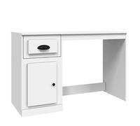 vidaXL Bureau avec Tiroir, Table d'Ordinateur avec Compartiment, Bureau d'Écriture avec Rangement Salon, Moderne, Blanc Bois d'Ingénierie