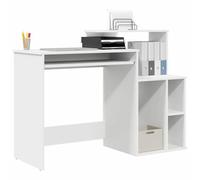 vidaXL Bureau avec tiroir Blanc 120,5 x 44 x 88,5 cm Bois d'ingénierie, Mobilier de Bureau, Bureau Moderne, Espace Compact, Rangement Pratique, Coin d'étude élégant, intérieur texturé