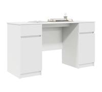 vidaXL Bureau avec tiroir Blanc 140 x 49 x 76 cm Bois d'ingénierie, Bureau d'écriture minimaliste, design rectangulaire, bureau moderne, coin étude élégant, bois composite