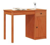 vidaXL Bureau avec tiroir Brun Ciré 100 x 50 x 74 cm Pin massif, Bureau moderne pour la chambre, espace de travail fonctionnel, grand rangement, parfait pour écrire, design élégant en bois de pin