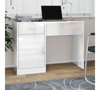 vidaXL Bureau avec tiroir et armoire Blanc brillant 100x40x73 cm