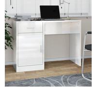 vidaXL Bureau avec tiroir et armoire – Blanc brillant – 100x40x73 cm – 342655