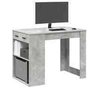 vidaXL Bureau avec tiroir et étagère gris béton bois d'ingénierie 858689