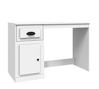 vidaXL Bureau avec Tiroir, Table d'Ordinateur avec Compartiment, Bureau d'Écriture avec Rangement Salon, Moderne, Blanc Bois d'Ingénierie