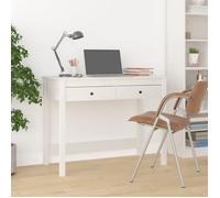 Vidaxl Bureau Avec Tiroirs Blanc 100x50x78 Cm Bois Massif De Pin Blanc